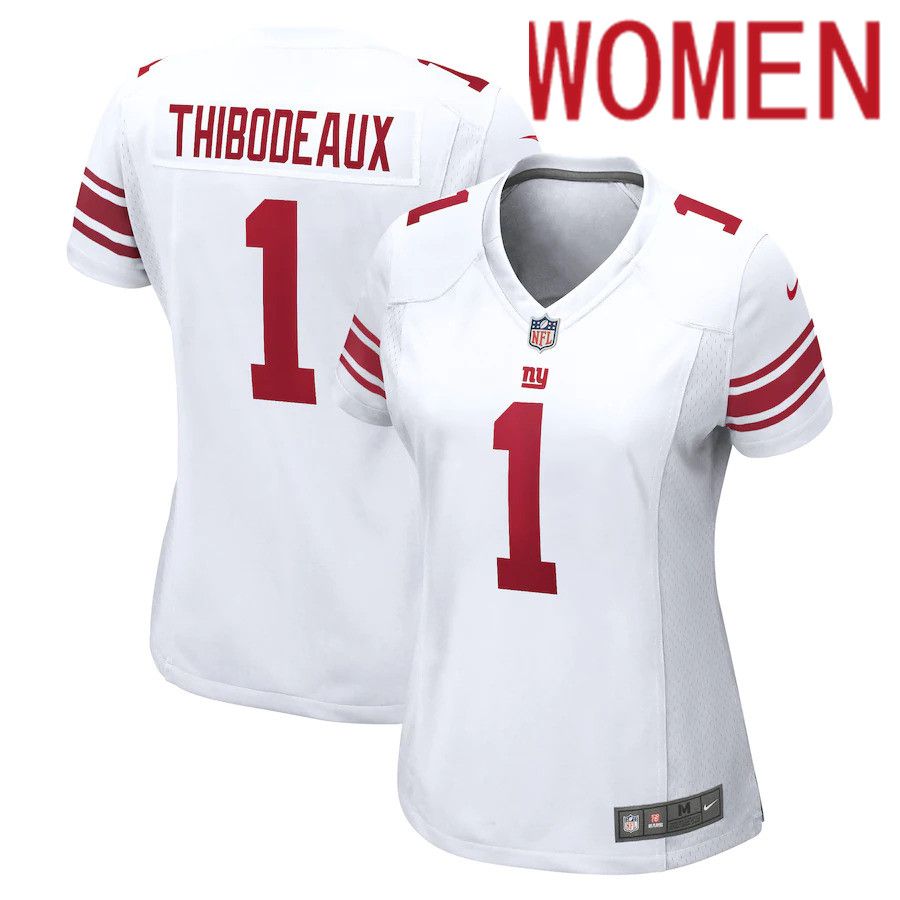 Women New York Giants 1 Kayvon Thibodeaux Nike White 2022 NFL Draft First Round Pick Game Jersey